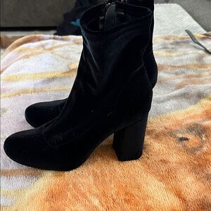 MIA Black Velvet Heeled Boots